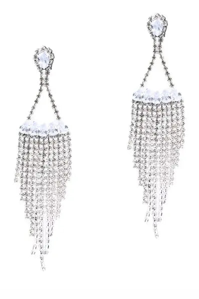 Crystal Cz Waterfall Dangle Earrings - Jewelry