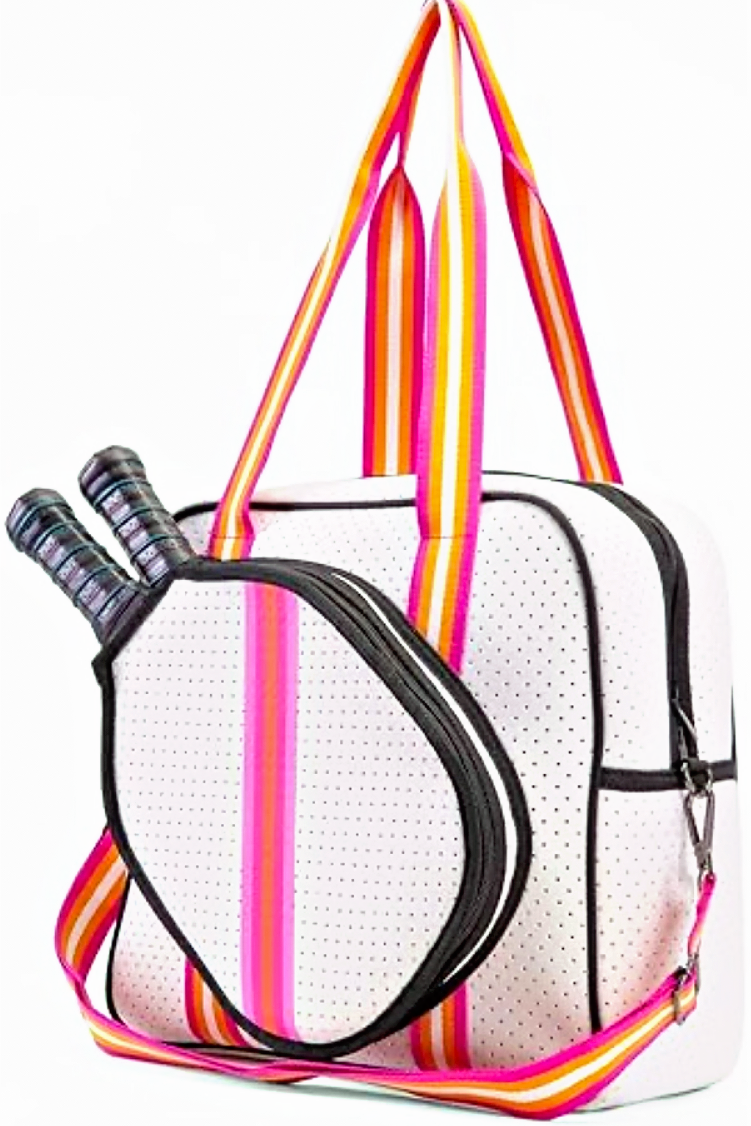Game On Crossbody Pickleball Bag Tote White and Pink
