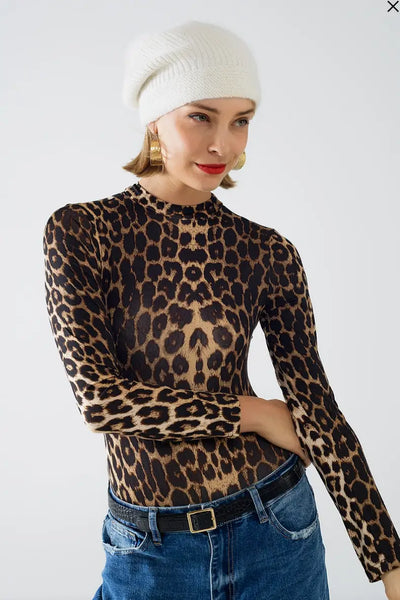 Leopard Animal Print Bodysuit - Tops