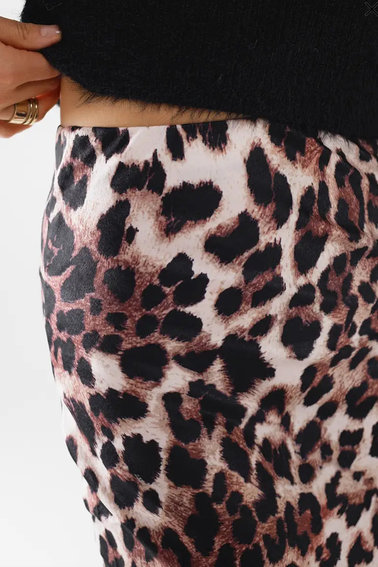 Leopard Mid Rise Flared Midi Skirt - Bottoms