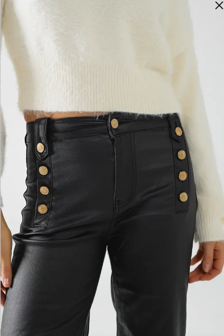 Black Faux Leather Trousers - Bottoms