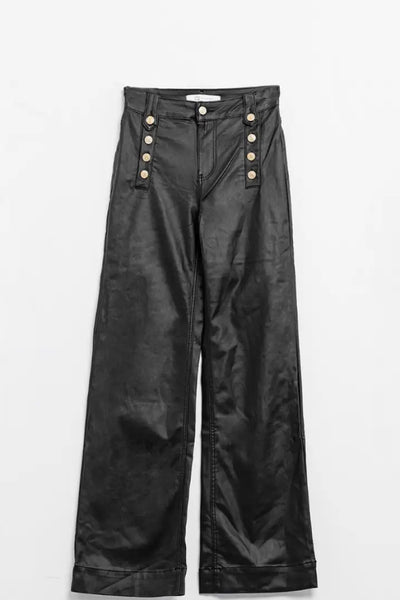 Black Faux Leather Trousers - Bottoms
