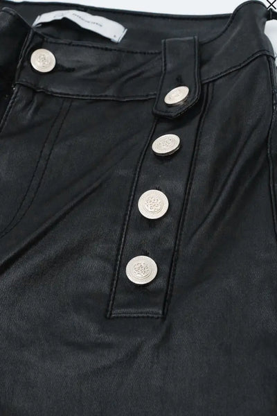 Black Faux Leather Trousers - Bottoms