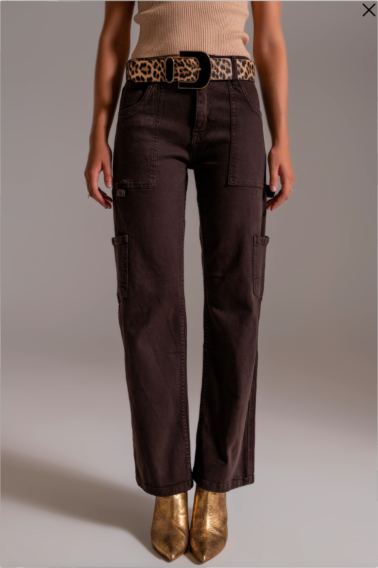 Straight Leg Brown Cargo Pants