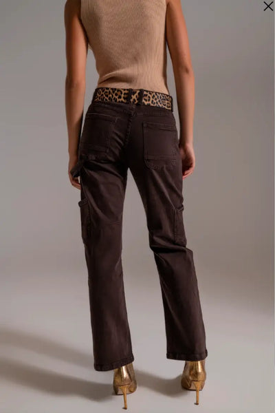 Straight Leg Brown Cargo Pants - Bottoms