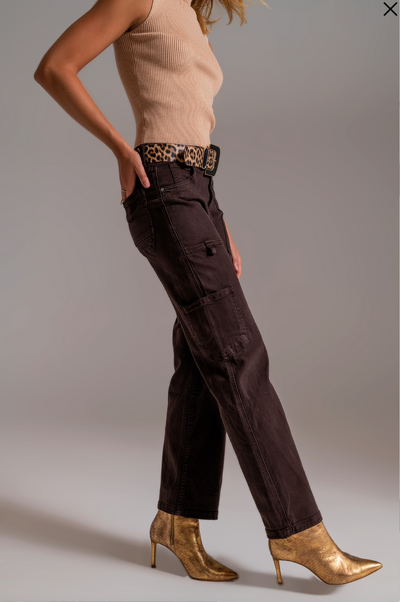 Straight Leg Brown Cargo Pants