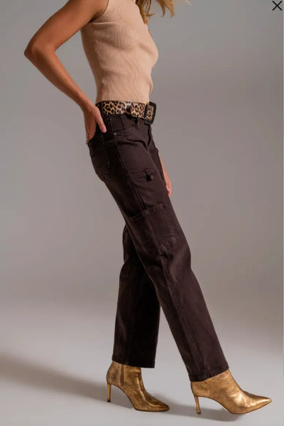 Straight Leg Brown Cargo Pants - Bottoms