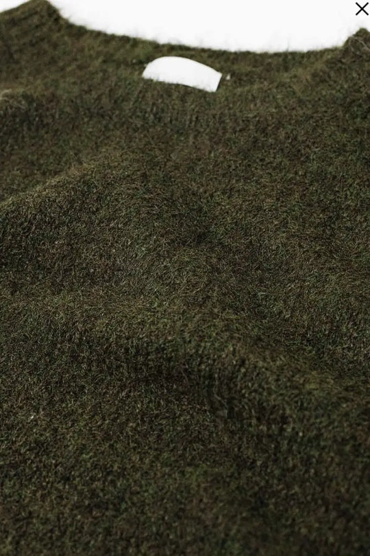 Soft Knit Sweater in Khaki Green - Tops