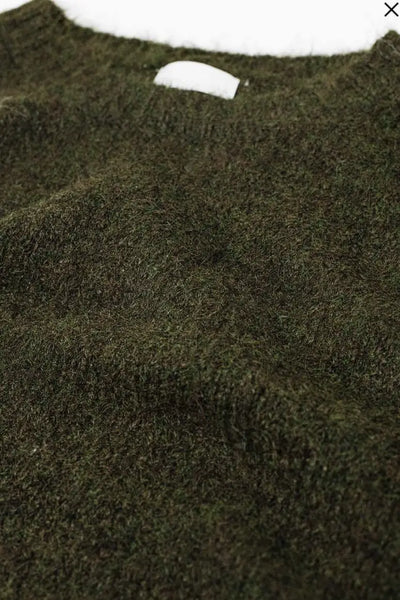 Soft Knit Sweater in Khaki Green - Tops