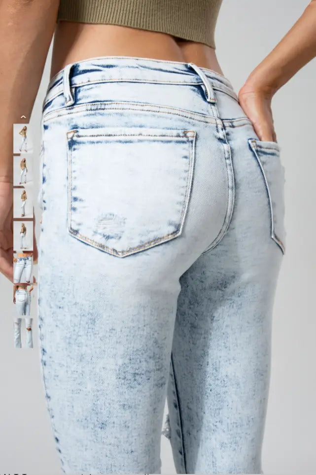 Mid Rise Light Wash Flare Jeans - Bottoms