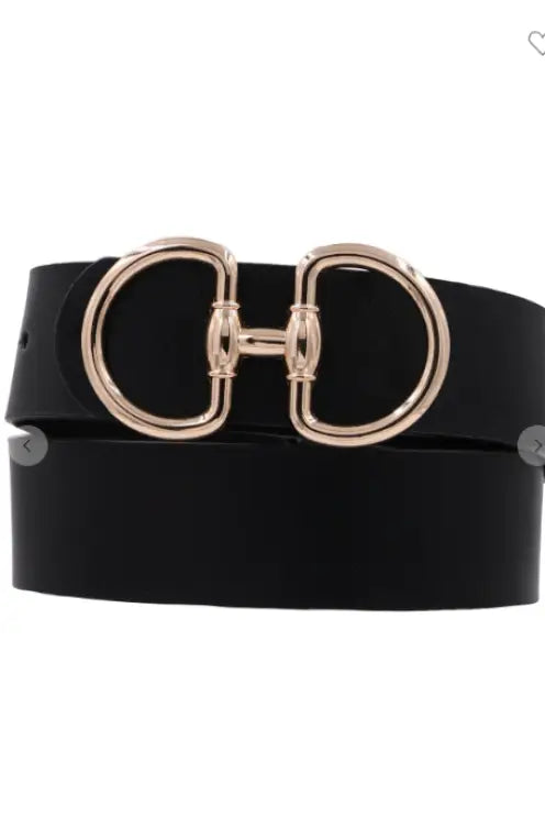 Gold Metal D Ring Black Belt - Black - Bags & Belts