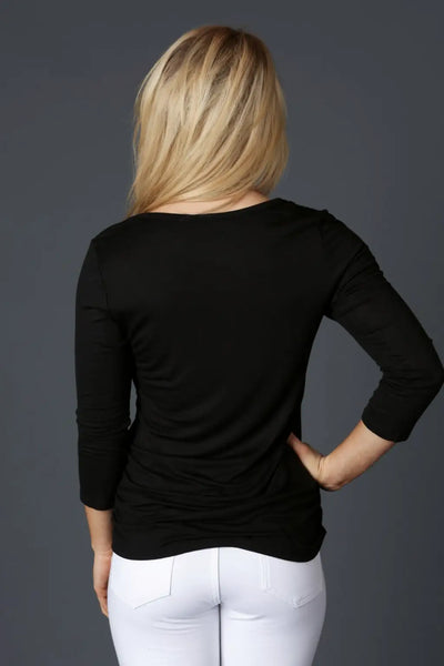 Black 3/4 Sleeve Top - Melissa Jean Boutique