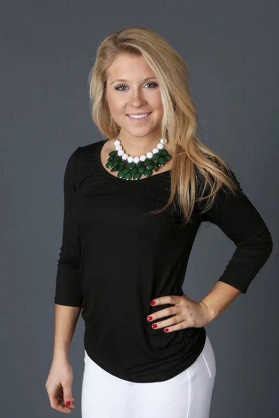 Black 3/4 Sleeve Top - Melissa Jean Boutique