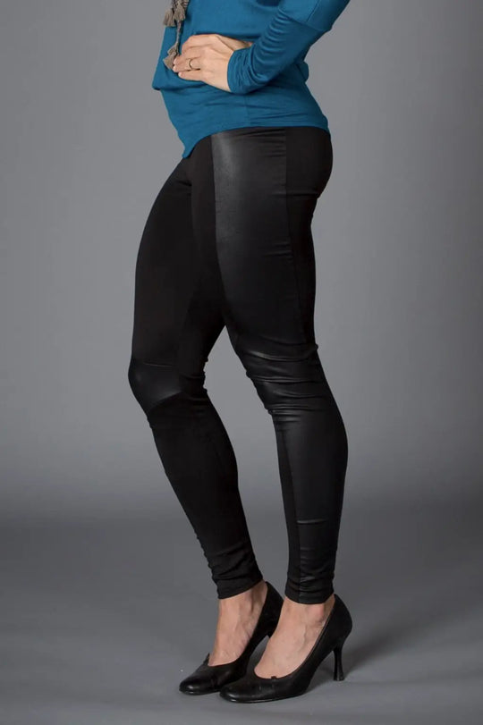 Faux Leather & Knit Leggings - Melissa Jean Boutique