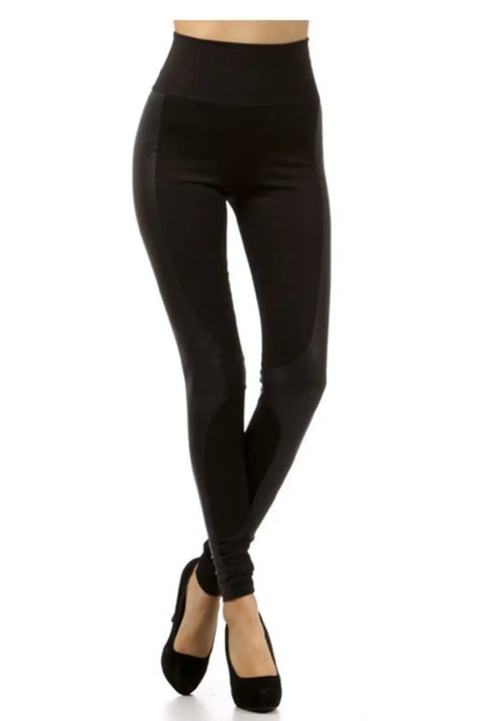 Faux Leather & Knit Leggings - Melissa Jean Boutique