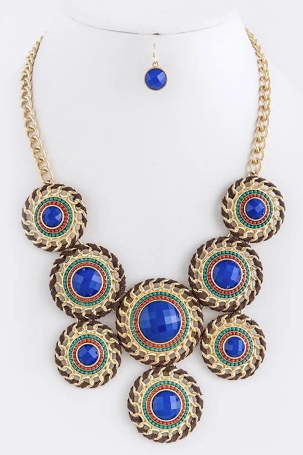 Royal Blue Acrylic Gem Necklace Set - Melissa Jean Boutique