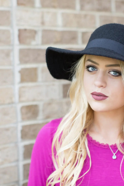 Black Wool Hat - Melissa Jean Boutique
