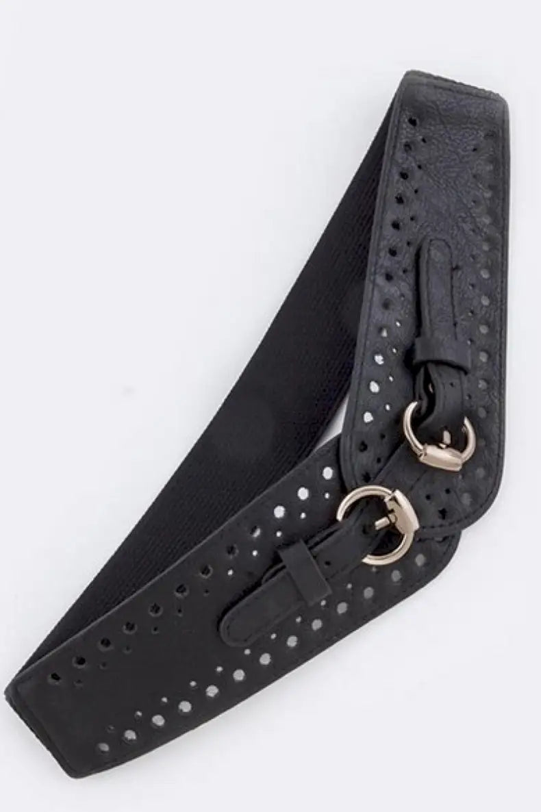 BLACK & GOLD BUCKLE BELT - Melissa Jean Boutique