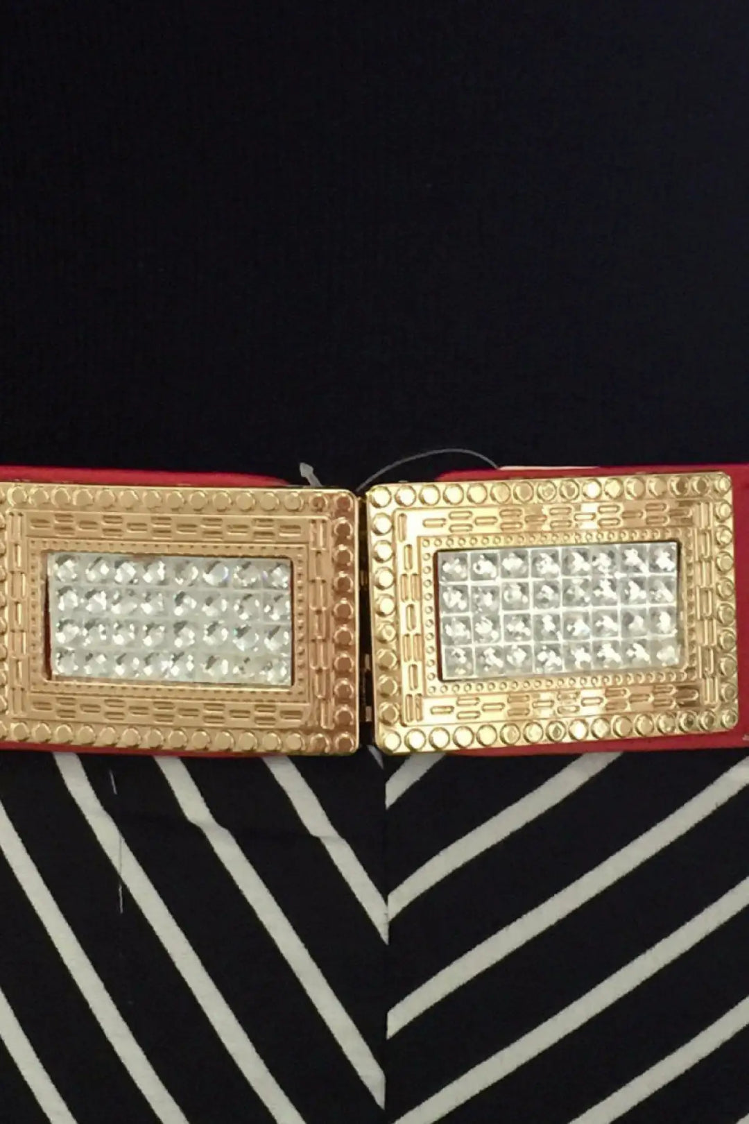 Red Rhinestone Detail Belt - Melissa Jean Boutique