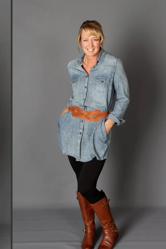 STYLISH COGNAC RIDDLE BELT - Melissa Jean Boutique