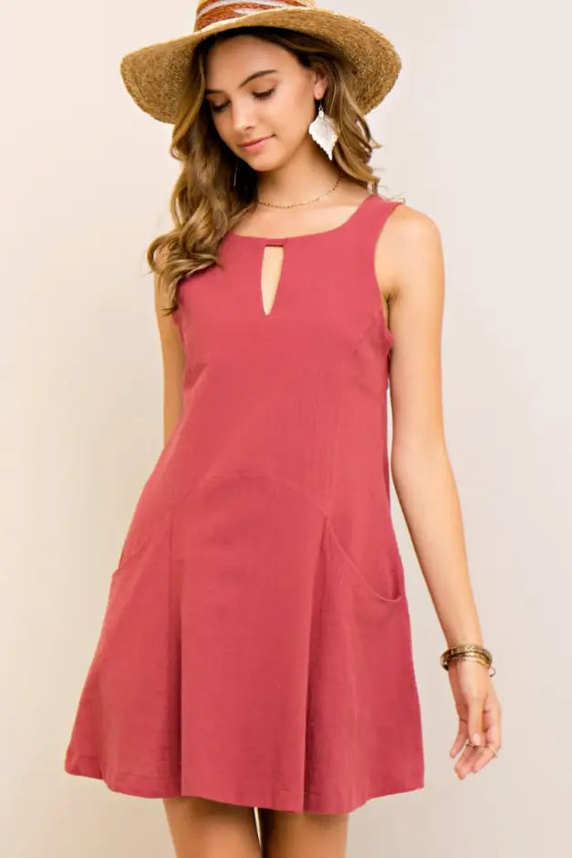 Marsala Pocket Dress - Melissa Jean Boutique