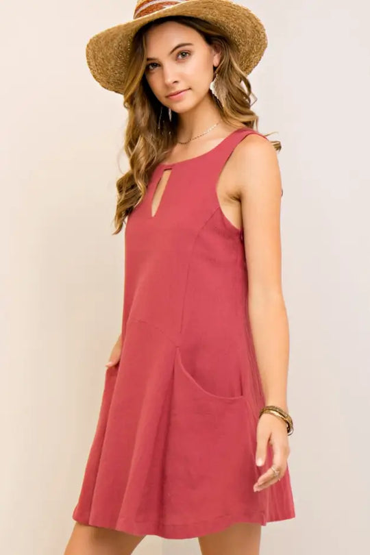 Marsala Pocket Dress - Melissa Jean Boutique