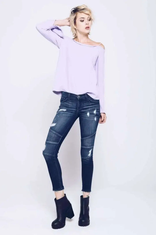 Moto Ankle Skinny Jeans - Melissa Jean Boutique