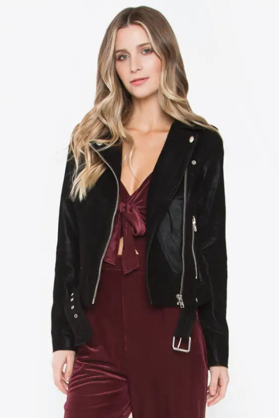 Have Mercy Black Moto Faux Leather Jacket - Melissa Jean Boutique
