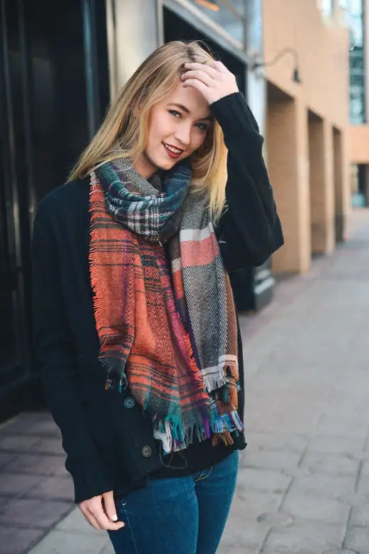 Rust Multi Color Scarf - Melissa Jean Boutique