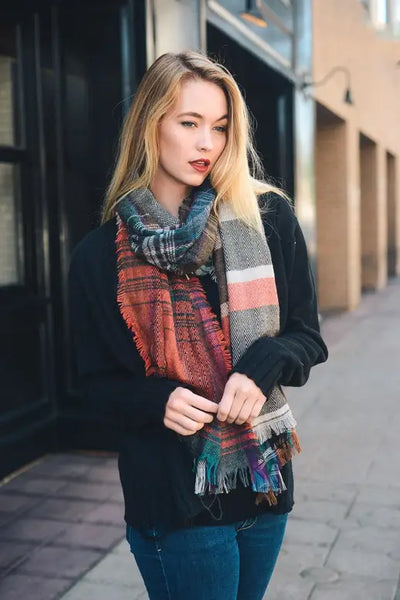 Rust Multi Color Scarf - Melissa Jean Boutique