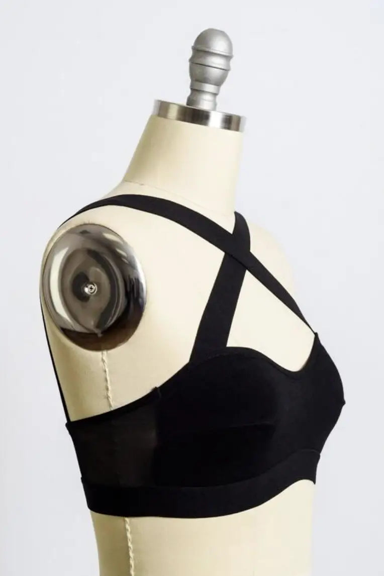 Bella Cross Front Bralette in Black - Melissa Jean Boutique