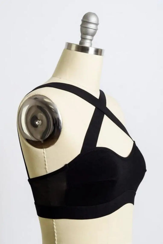 Bella Cross Front Bralette in Black - Melissa Jean Boutique
