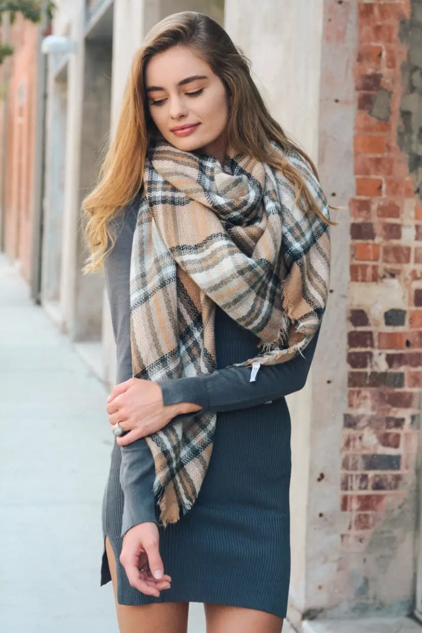 Beige Blanket Scarf - Melissa Jean Boutique
