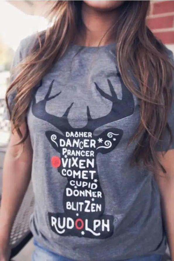 Rudolph & Friends Gray T-Shirt - Melissa Jean Boutique
