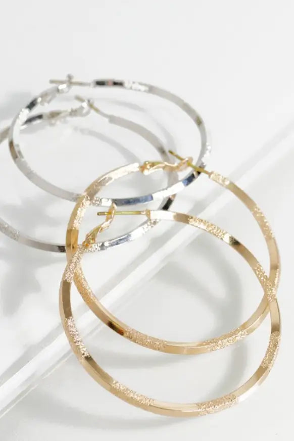 Textured Metal Hoop Earrings *In Silver or Gold - Melissa Jean Boutique