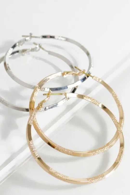 Textured Metal Hoop Earrings *In Silver or Gold - Melissa Jean Boutique