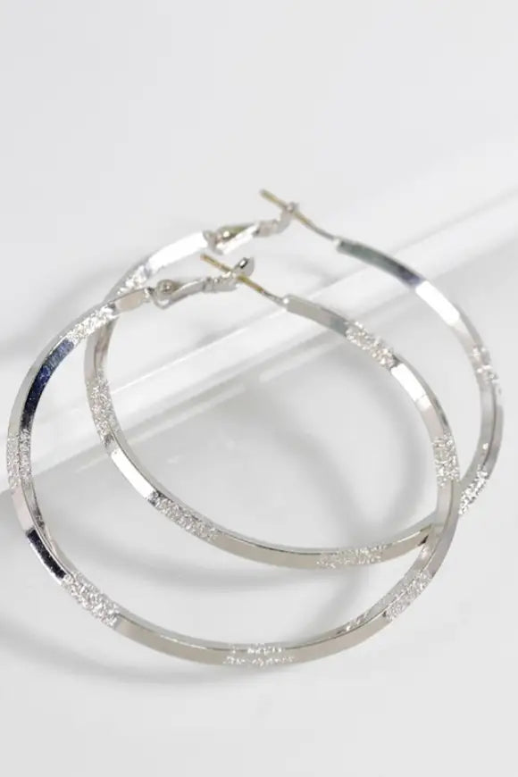 Textured Metal Hoop Earrings *In Silver or Gold - Melissa Jean Boutique