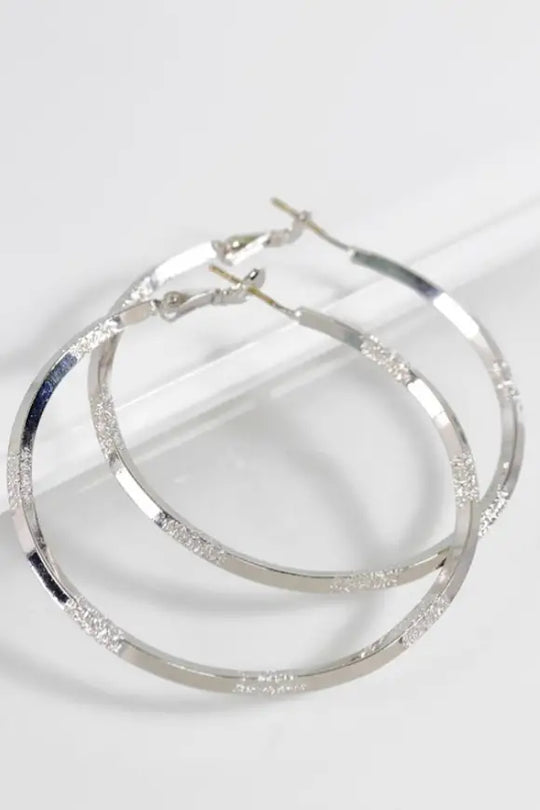 Textured Metal Hoop Earrings *In Silver or Gold - Melissa Jean Boutique