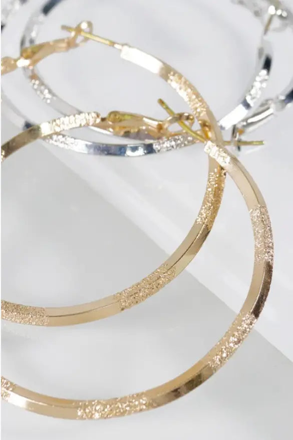 Textured Metal Hoop Earrings *In Silver or Gold - Melissa Jean Boutique