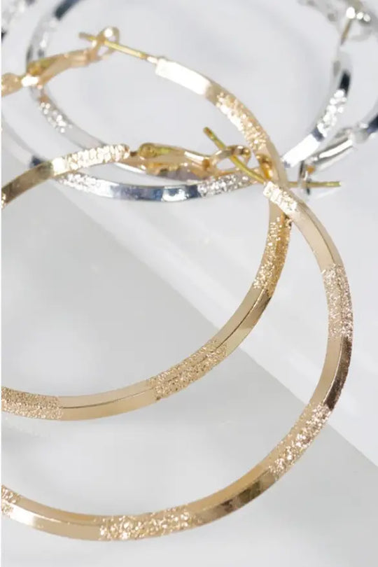 Textured Metal Hoop Earrings *In Silver or Gold - Melissa Jean Boutique