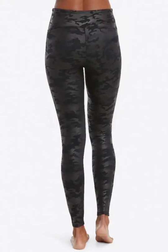 Spanx Black Camo Faux Leather Leggings - Melissa Jean Boutique