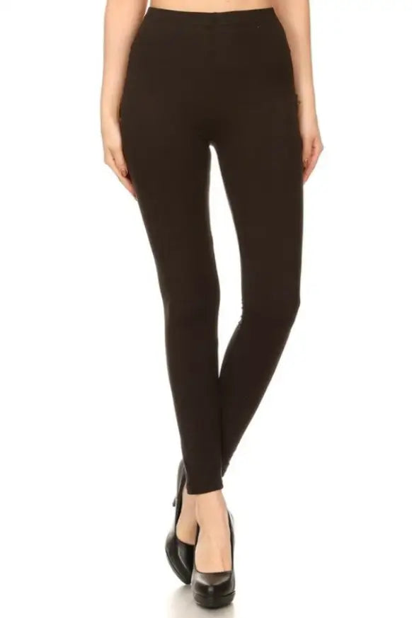 Basic Black High Waist Knit Leggings - Melissa Jean Boutique