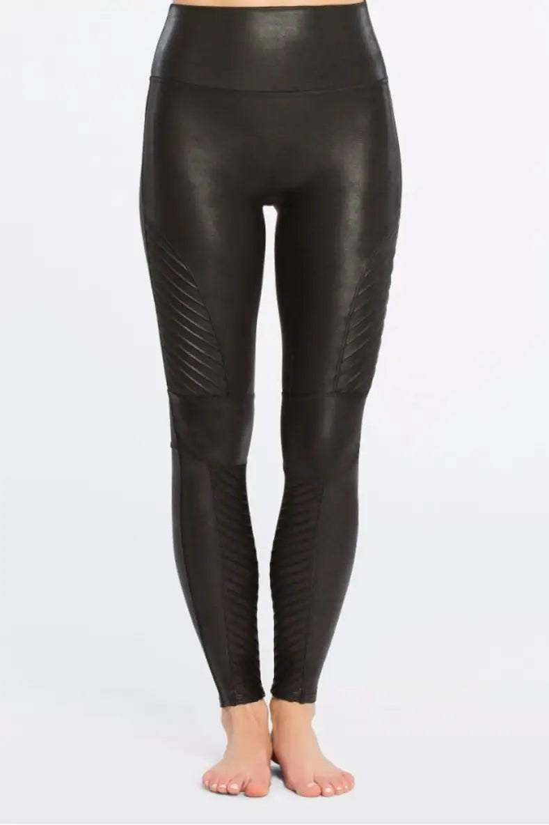 Spanx Faux Leather Moto Leggings Black - Melissa Jean Boutique