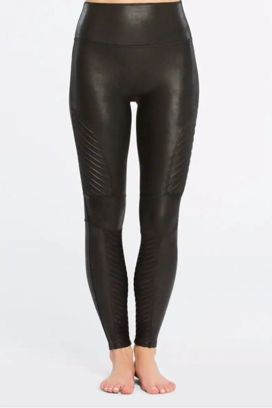 Spanx Faux Leather Moto Leggings Black - Melissa Jean Boutique