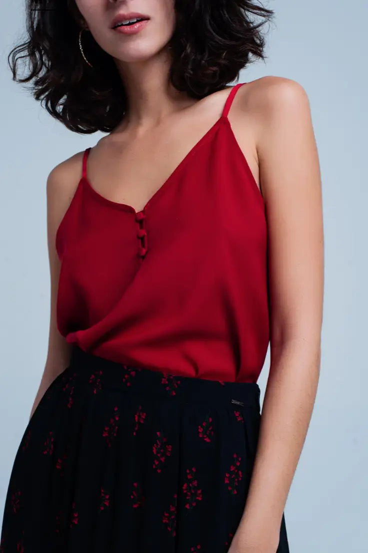 Bordeaux Red V-Neck Cami - Melissa Jean Boutique