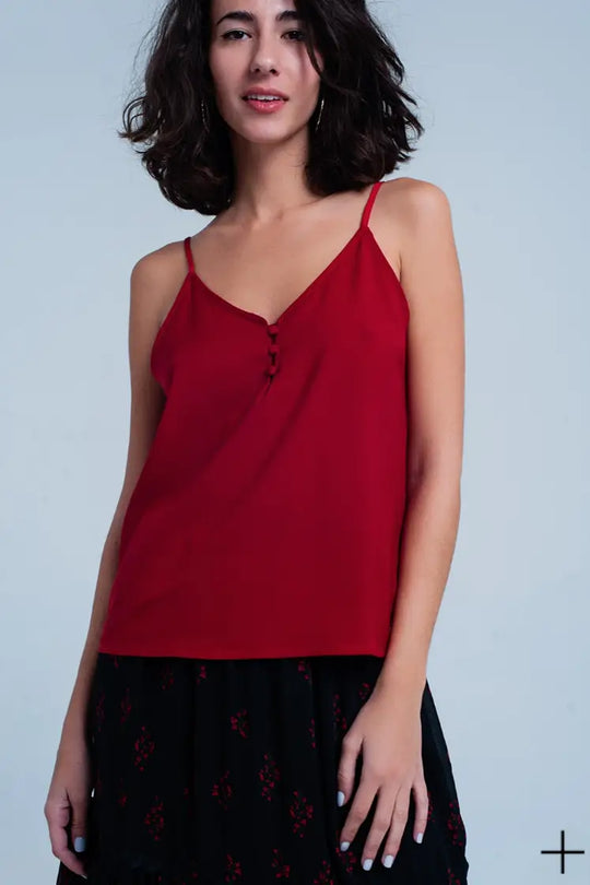 Bordeaux Red V-Neck Cami - Melissa Jean Boutique
