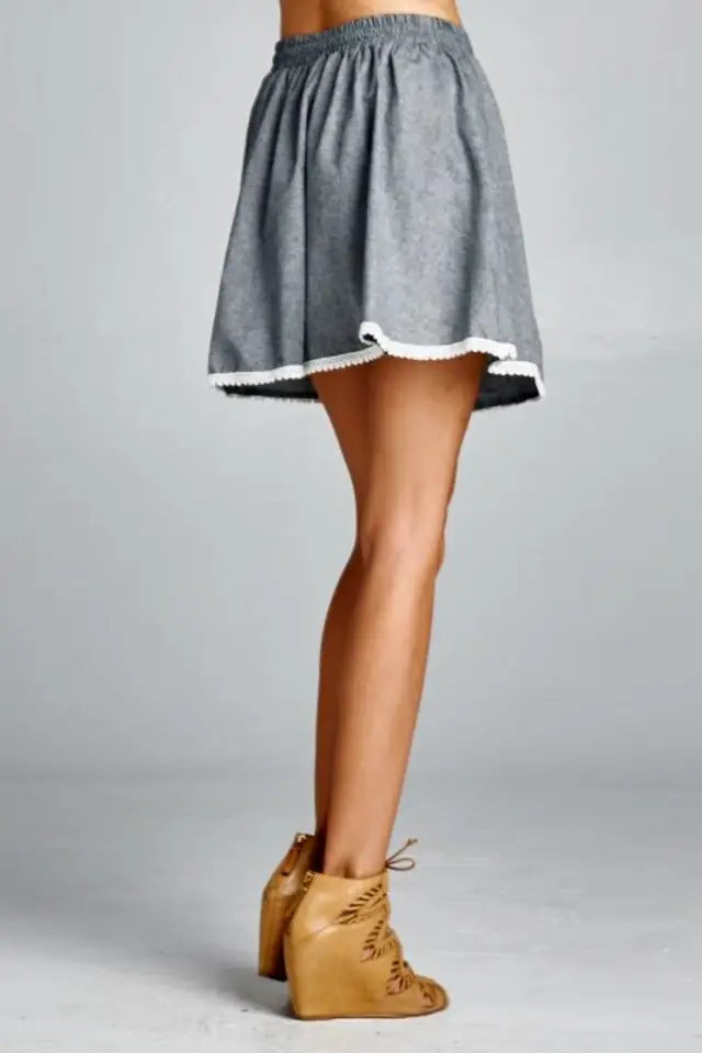 Heather Chambray Mini Skirt - Melissa Jean Boutique