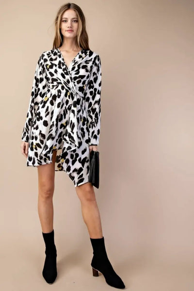 Twisted Leopard Print Dress - Melissa Jean Boutique
