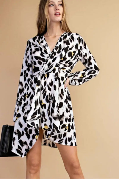 Twisted Leopard Print Dress - Melissa Jean Boutique