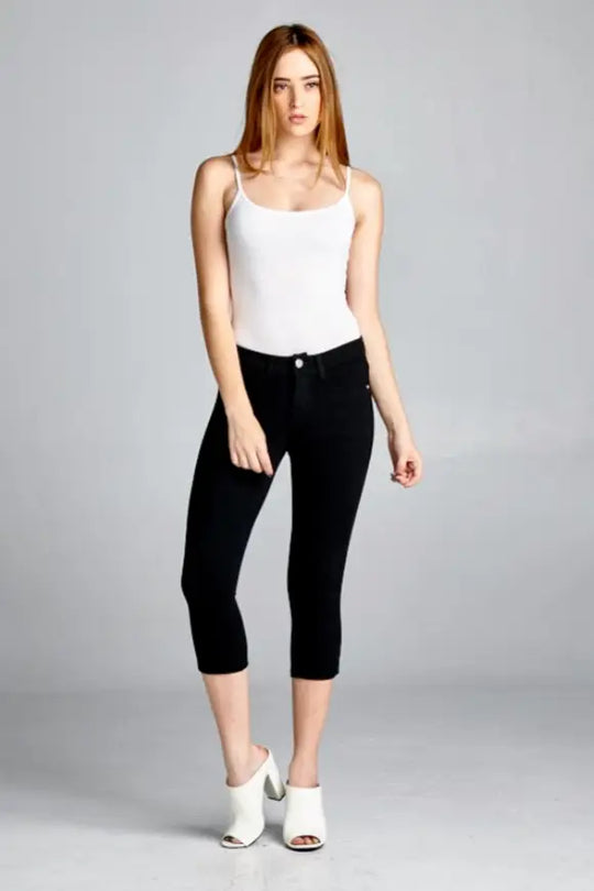 Black Brazillian Moleton Jean Capris - Melissa Jean Boutique